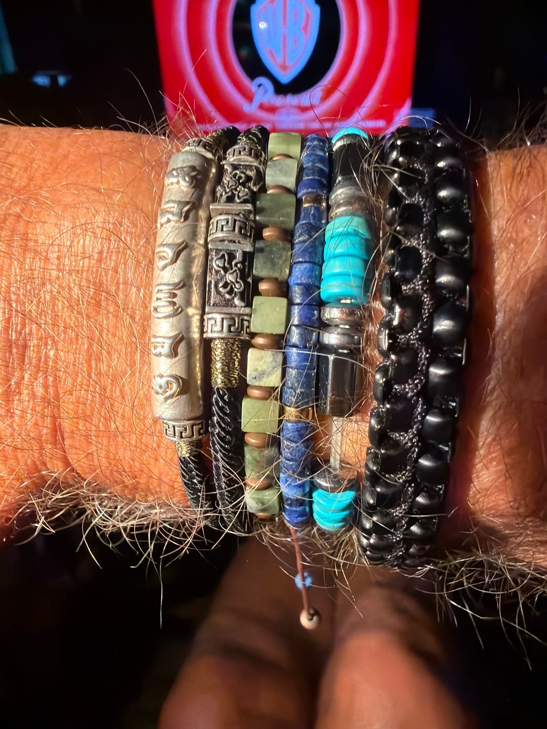 Customer photo review of Tibetan Mantra Men’s Silver Bracelet – 999 & 925 Sterling Silver Vintage Protection Jewelry