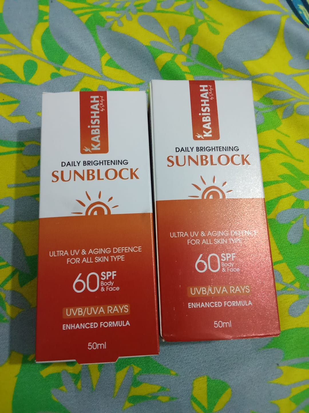 Customer photo review of LuminaGuard Daily Brightening Sunblock Double Pack Bundle.