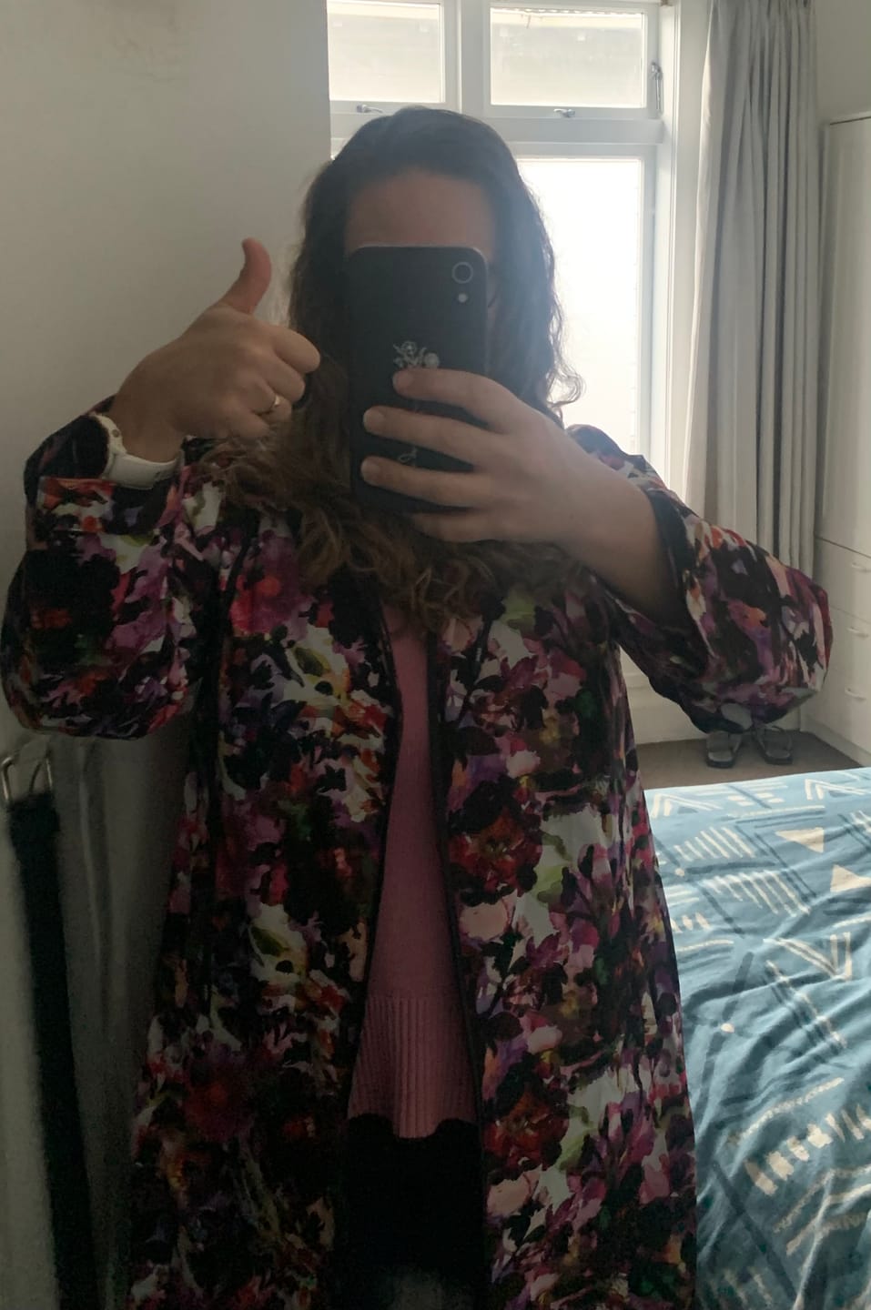 Customer photo review of Georgie Women's Rain Coat x Evie Kemp - Purple Fleur