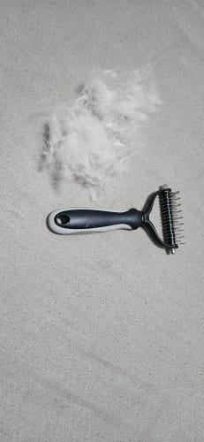 Customer photo review of FurFlow Dog Deshedding Undercoat Rake Brush | Ultimate Dog Grooming Tool