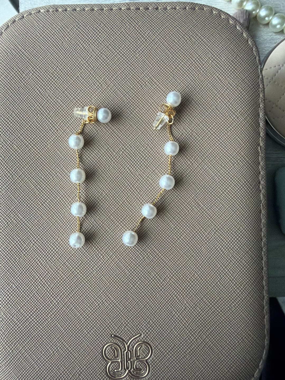 Customer photo review of Pearl Drop Earrings