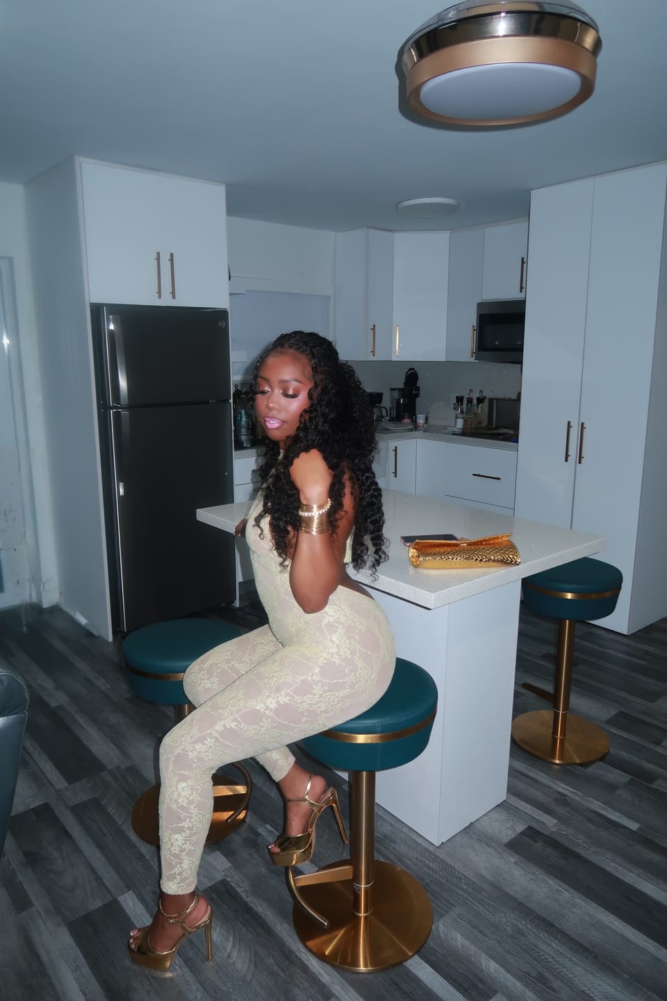 Customer photo review of Privé Lace Jumpsuit - Champagne