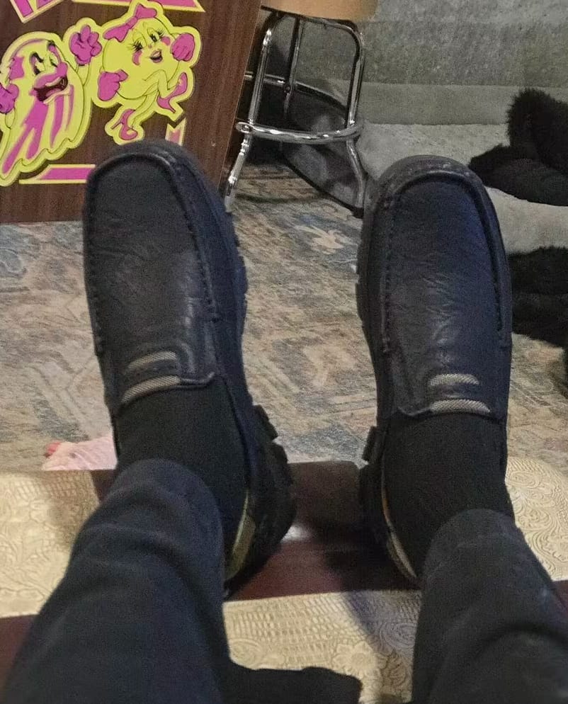 Customer photo review of Men's Waterproof Non-Slip Leather Shoes – Soft Comfort & Orthopedic Support