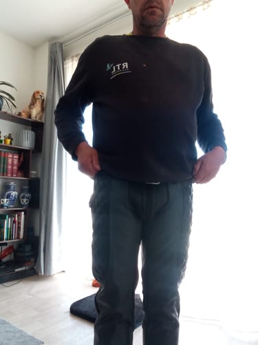 Customer photo review of Leathermen Quilted Pants Gray & Black