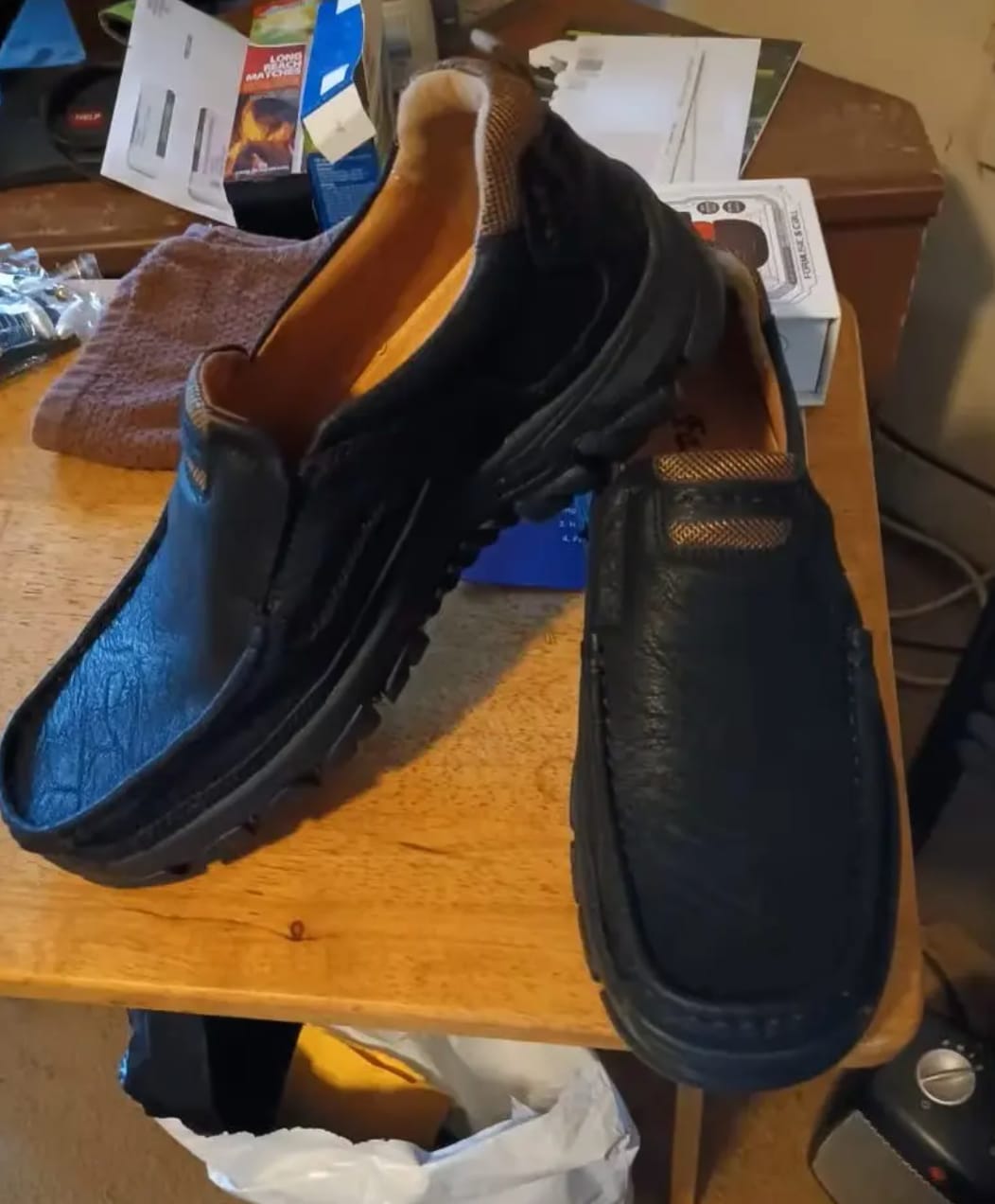 Customer photo review of Men's Waterproof Non-Slip Leather Shoes – Soft Comfort & Orthopedic Support