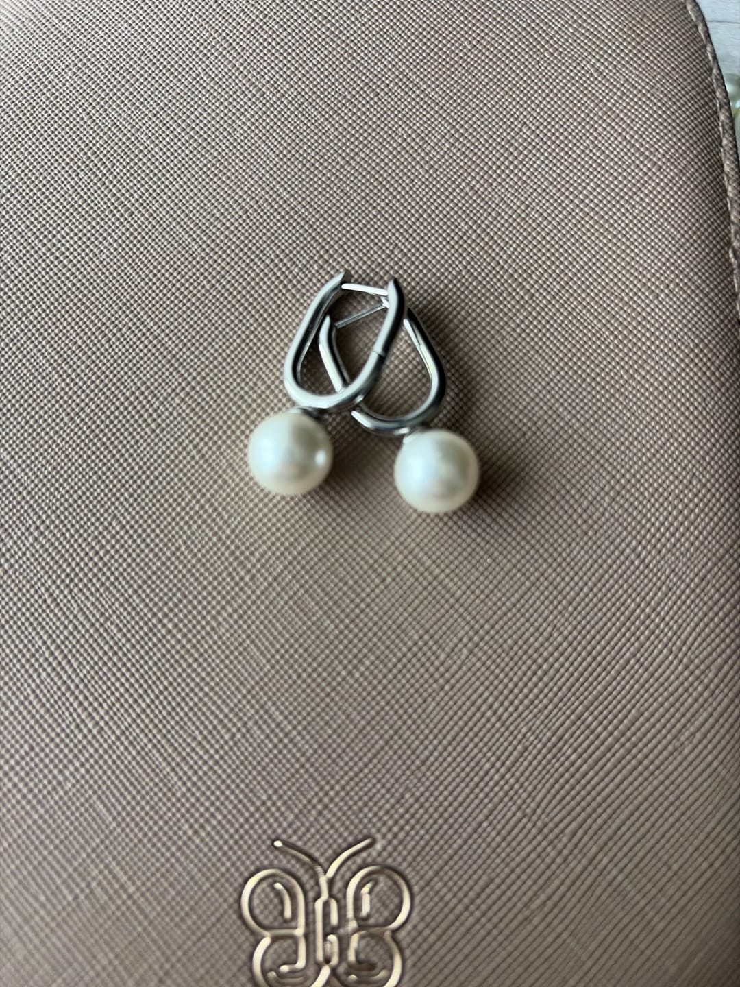 Customer photo review of Cora Pearl Silver Hoop Earrings