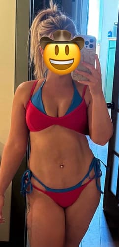 Customer photo review of Seamolly Colorblock Two Tone Tie Side Double Layer Bikini Set
