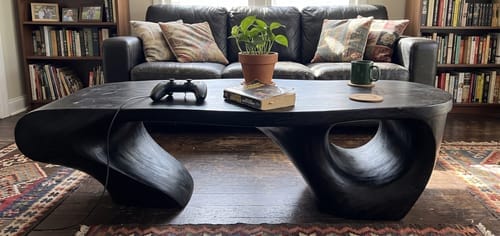 Customer photo review of Modern Abstract Sculptural Solid Wood Coffee Table