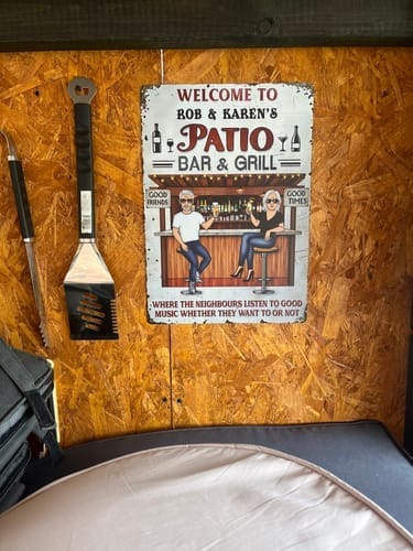 Customer photo review of Tiki Bar Where Memories Are Made And Often Forgotten In The Morning - Personalized Vertical Metal Sign