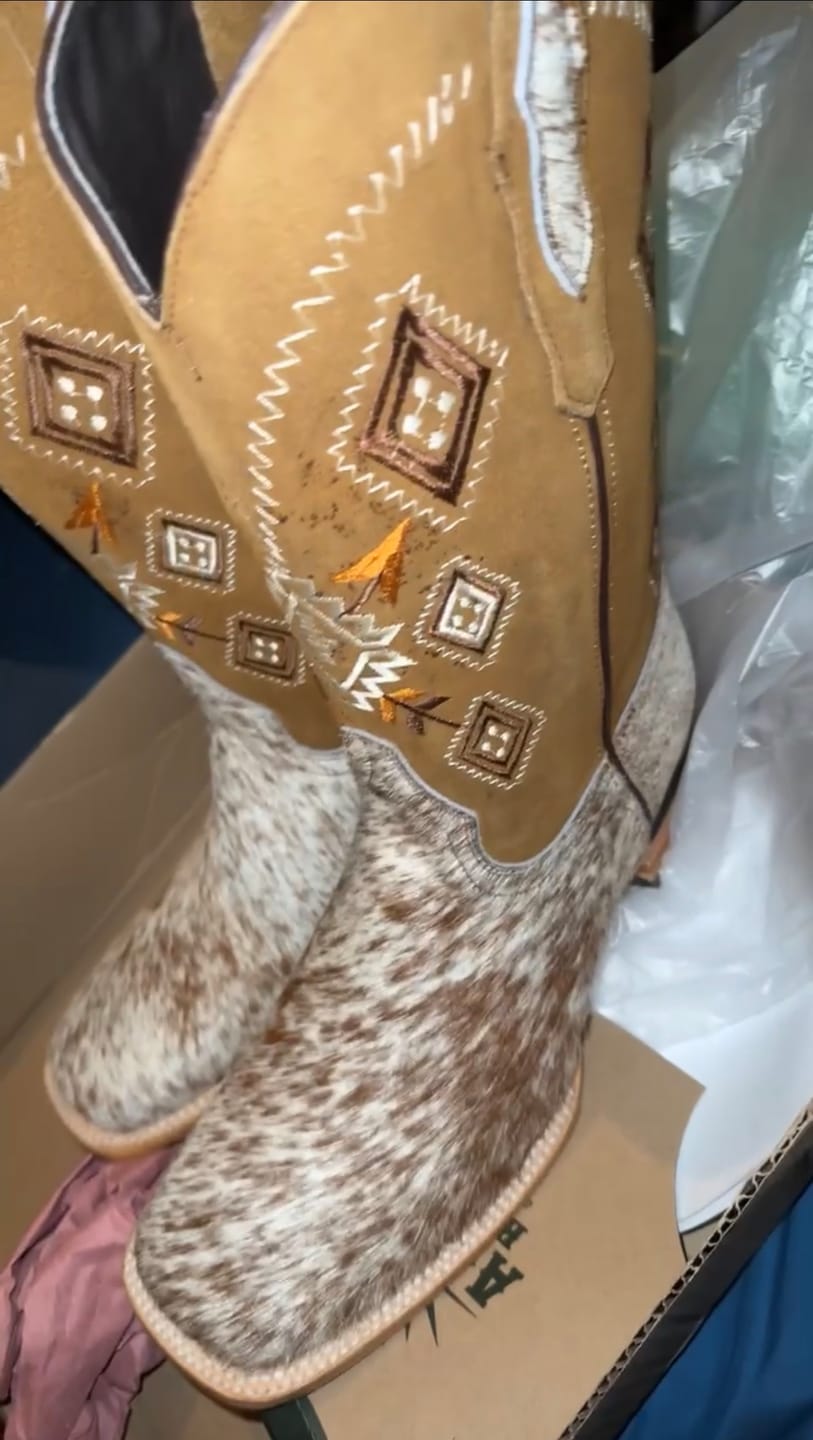 Customer photo review of Cowboy Boot Brown Cowhide Aztec