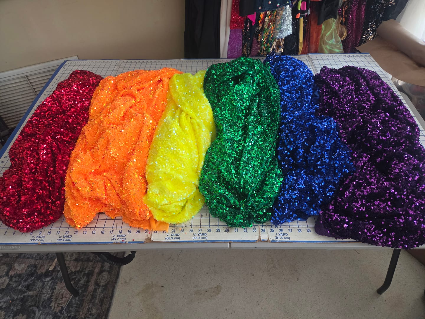 Customer photo review of Yellow Sequin on Velvet