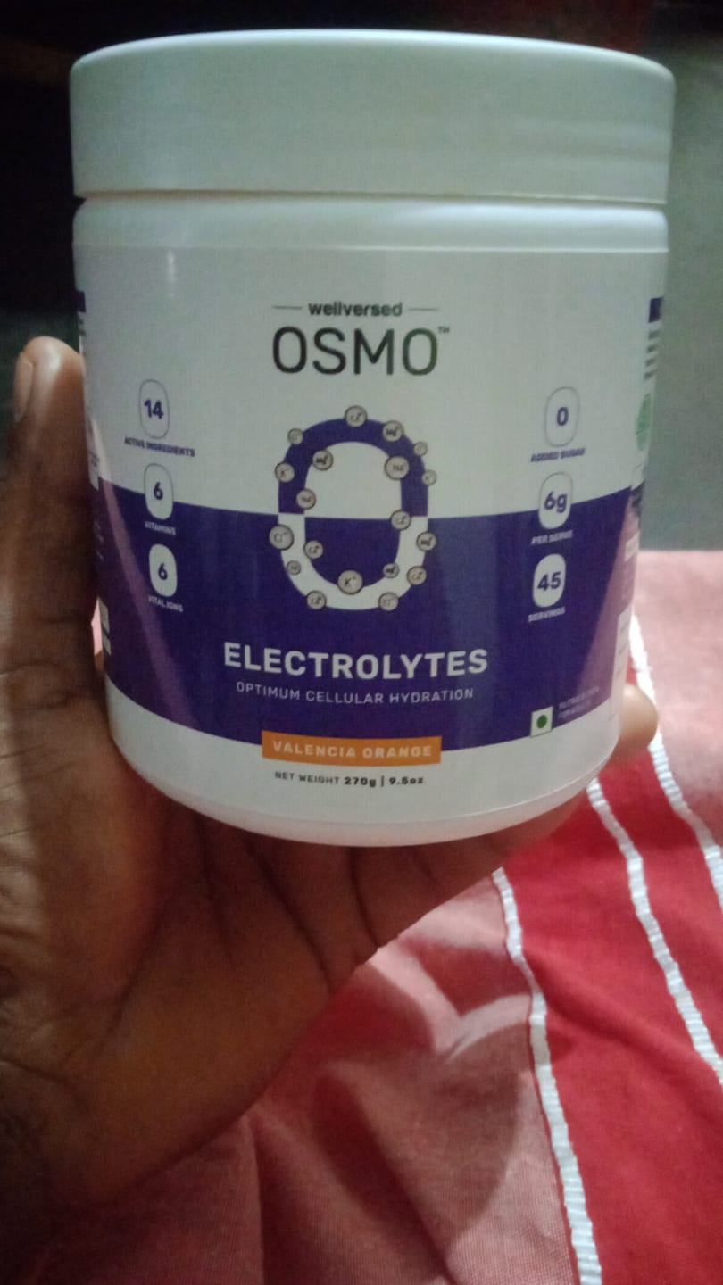 Customer photo review of OSMO - Electrolyte Hydration Blend (Advanced Salts + Taurine & Vitamins) | Valencia Orange Flavour (270g, 45 servings)