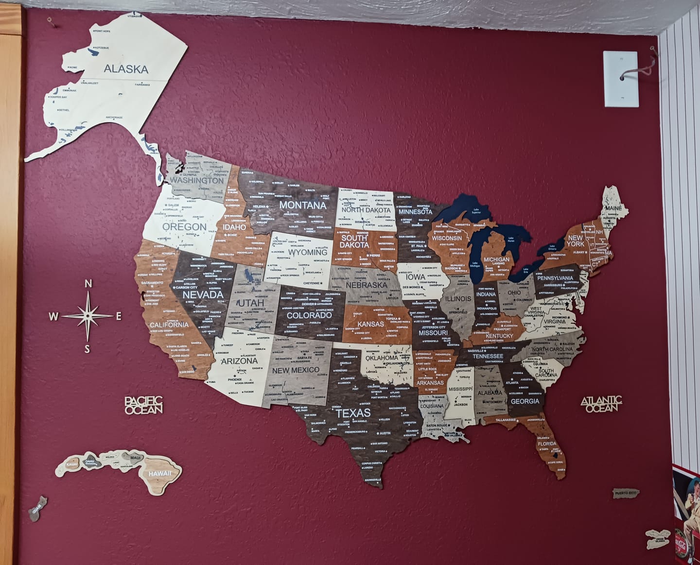 Customer photo review of Wooden 3d Map of USA - Multicolor
