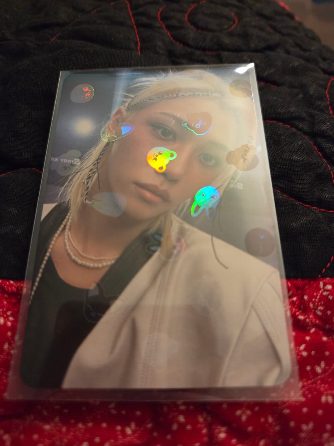 Customer photo review of PREMIUM HOLOGRAPHIC PHOTOCARD SLEEVES - SKZOO VERSION