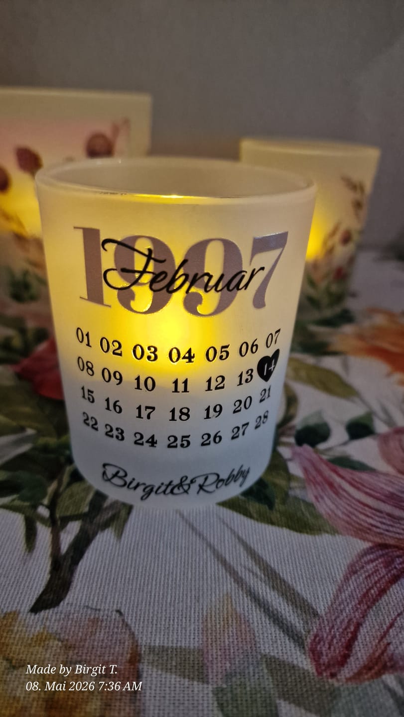 Customer photo review of Unser Tag - Personalisiertes Teelicht