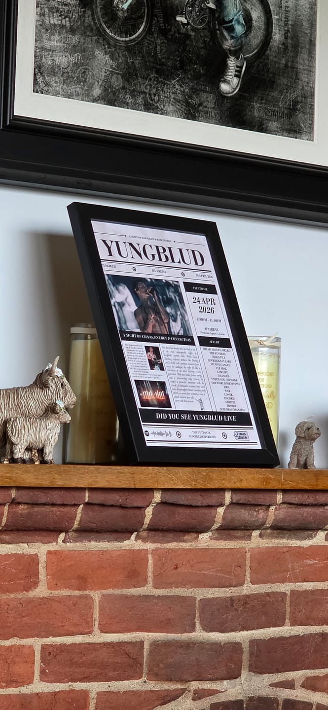 Customer photo review of YUNGBLUD - Personalised Newspaper Style Concert Poster