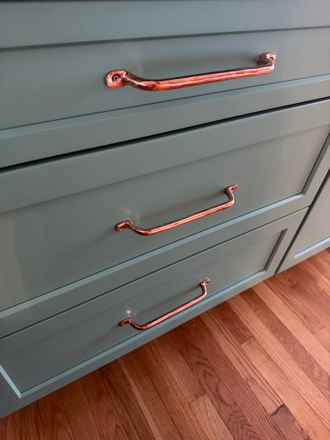 Customer photo review of Solid Unlacquered Brass Cabinet Pulls