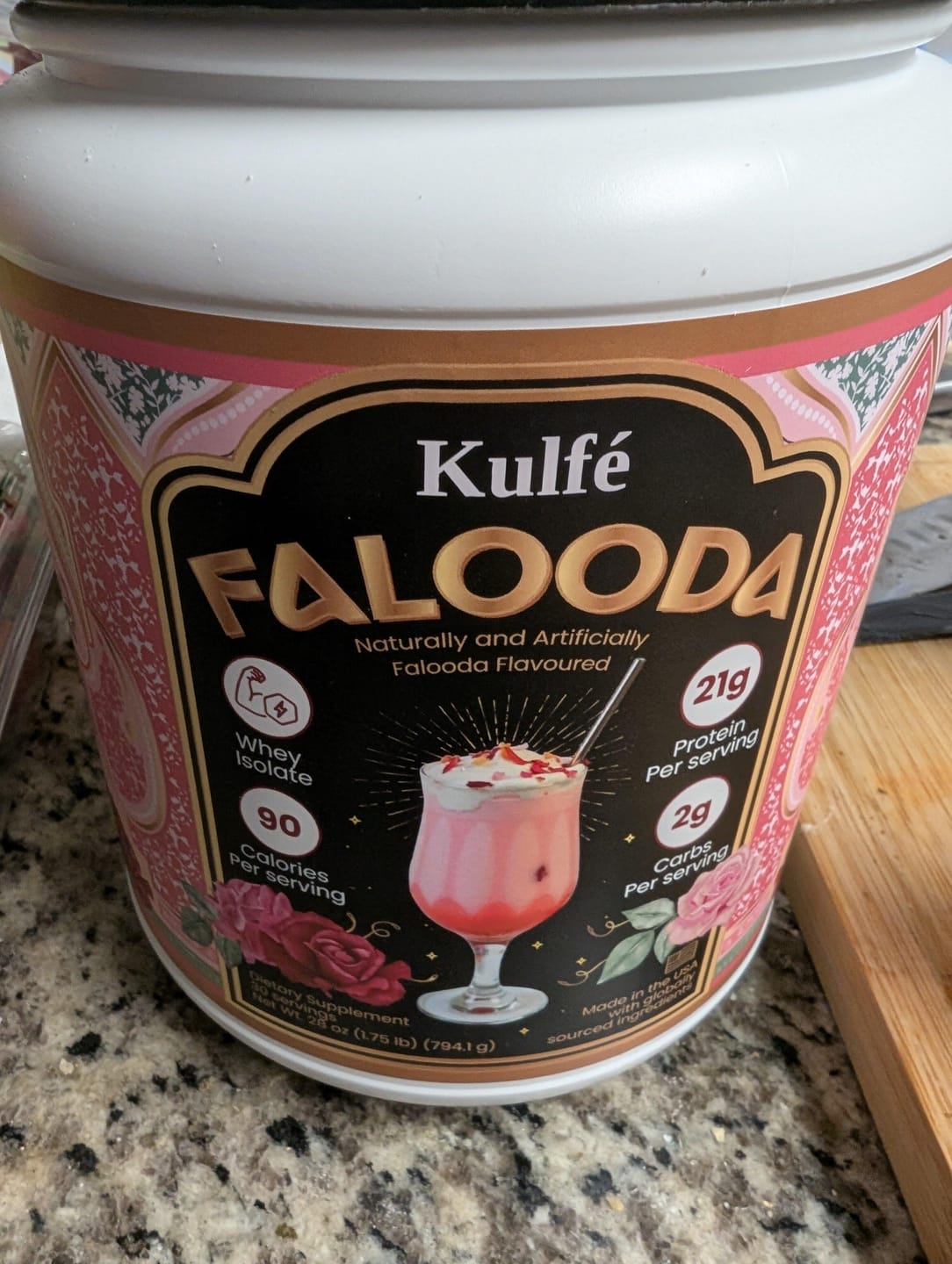 Customer photo review of Falooda Whey Protein Powder