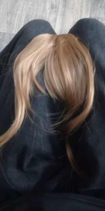 Customer photo review of Remy Clip-In Pony / Fringe