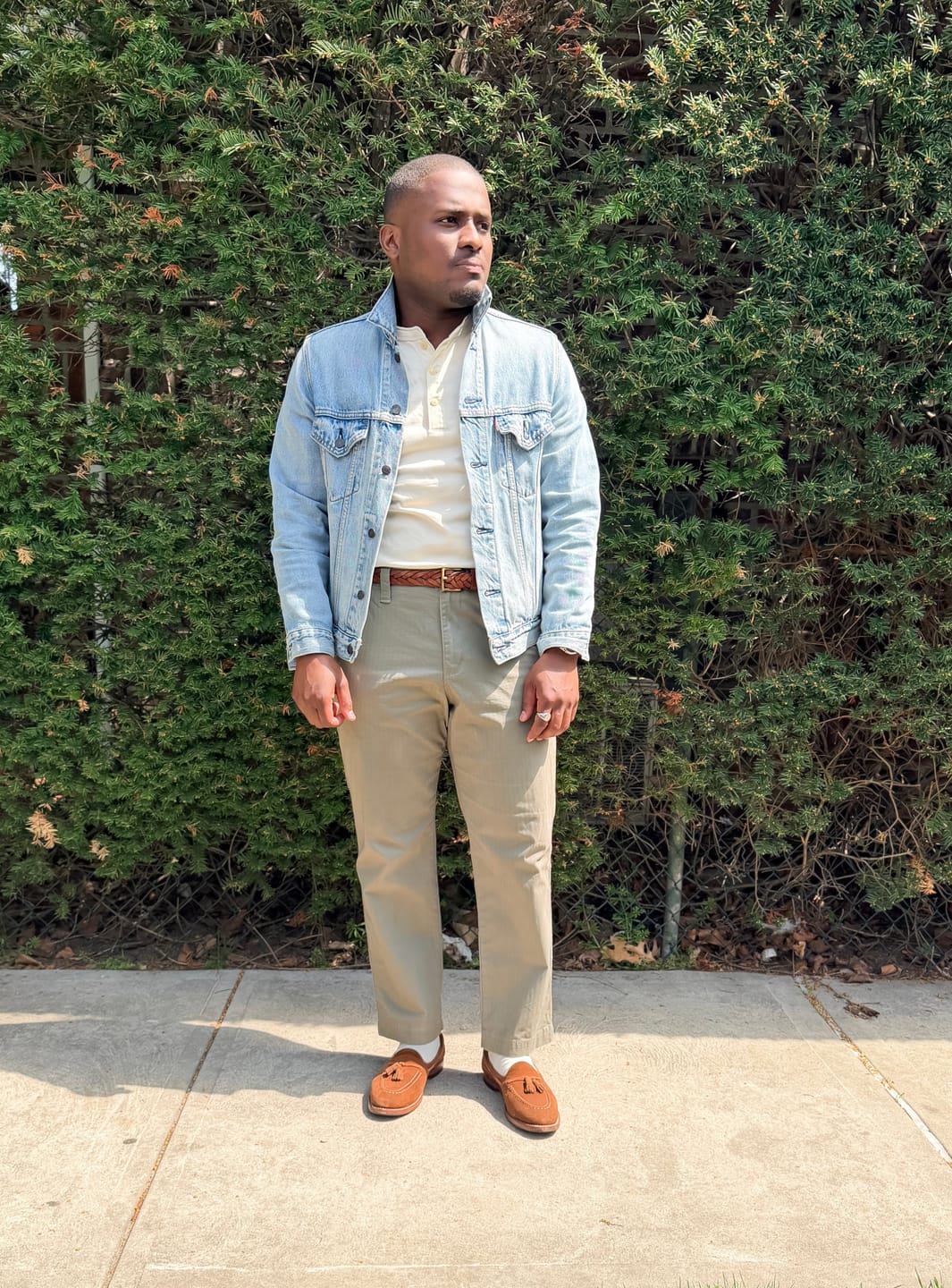 Customer photo review of Vintage Long Sleeve Henley Shirt - Apricot
