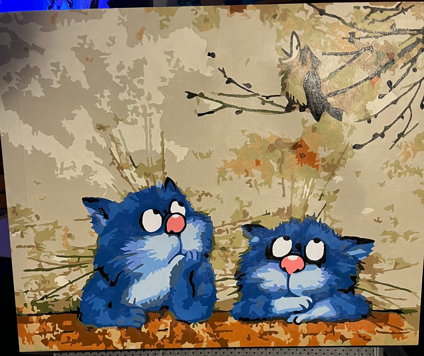 Customer photo review of Two Blue Cats | Paint by Numbers