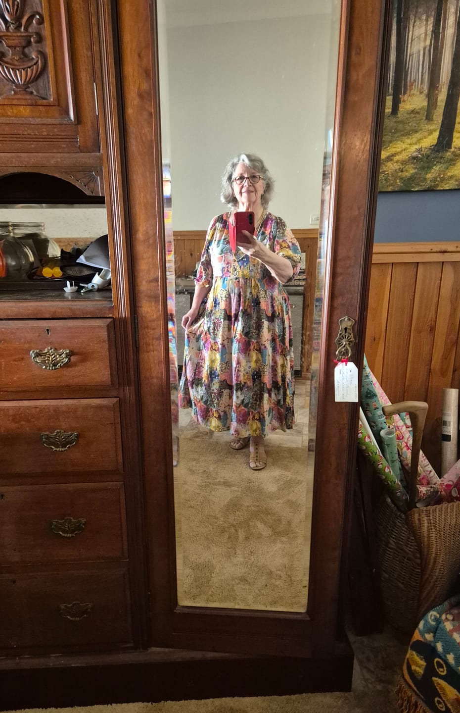 Customer photo review of Zandra Midi Dress in Pink Multi