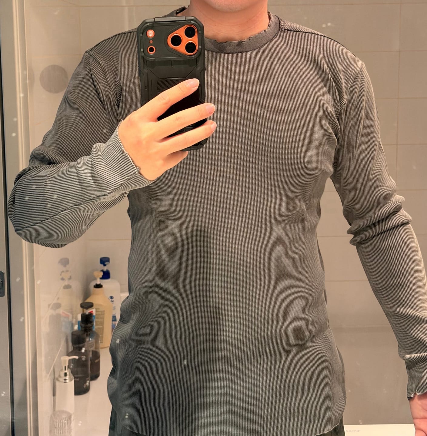 Customer photo review of 8094 - Tailored Waffle Longsleeves