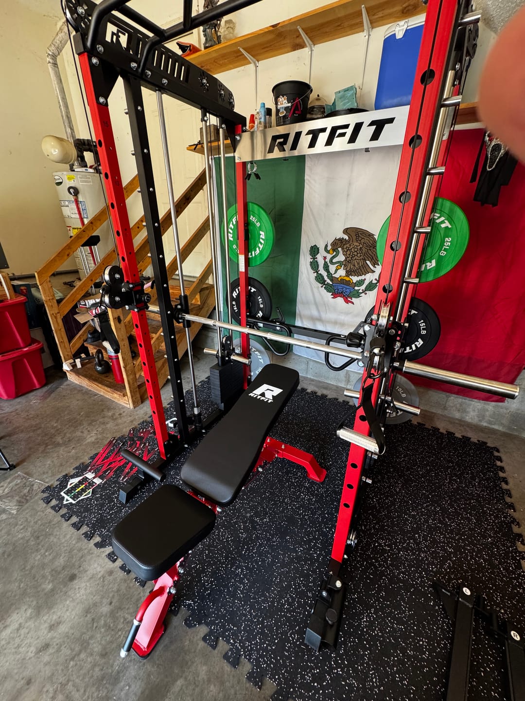 Customer photo review of RitFit Rubber Flooring Gym Mats Interlocking Tiles 0.25'' Thickness