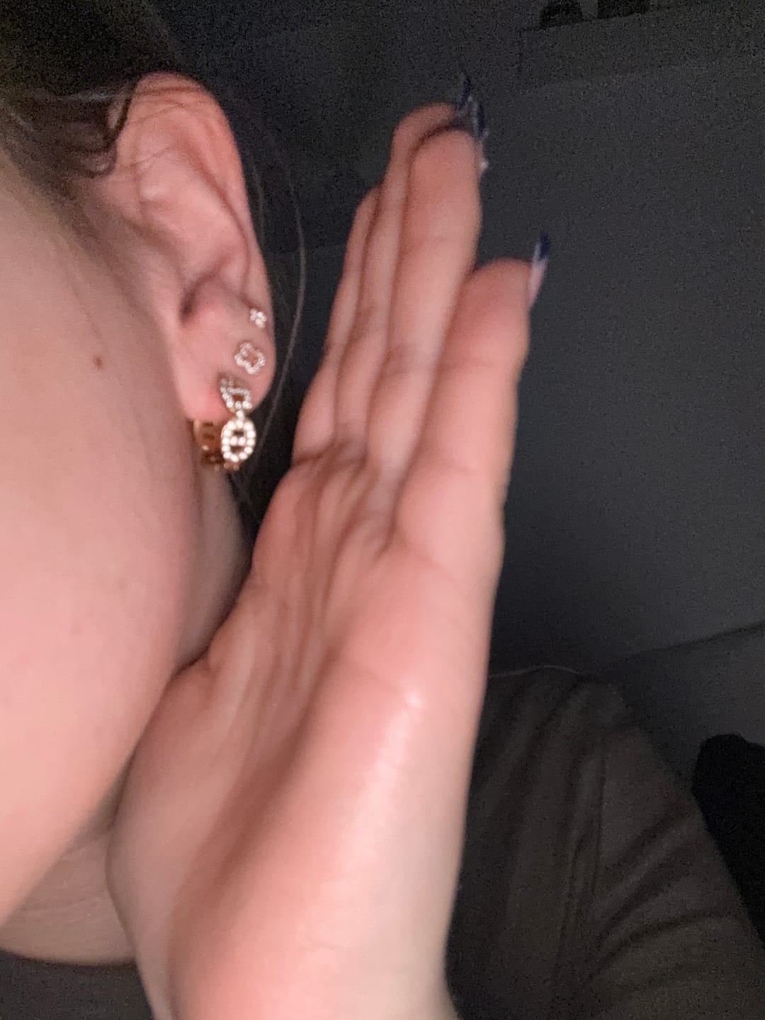 Customer photo review of Pave Flow Deluxe Huggie Ohrringe 14K Vergoldet