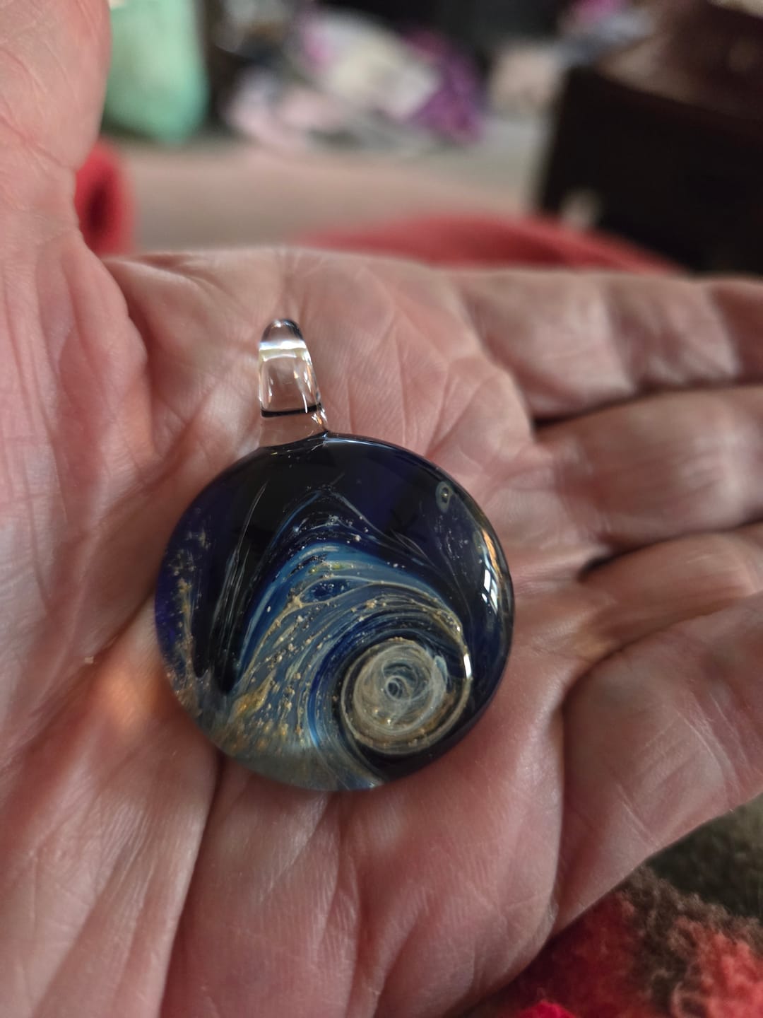 Customer photo review of Nightswirl Cremation Pendant