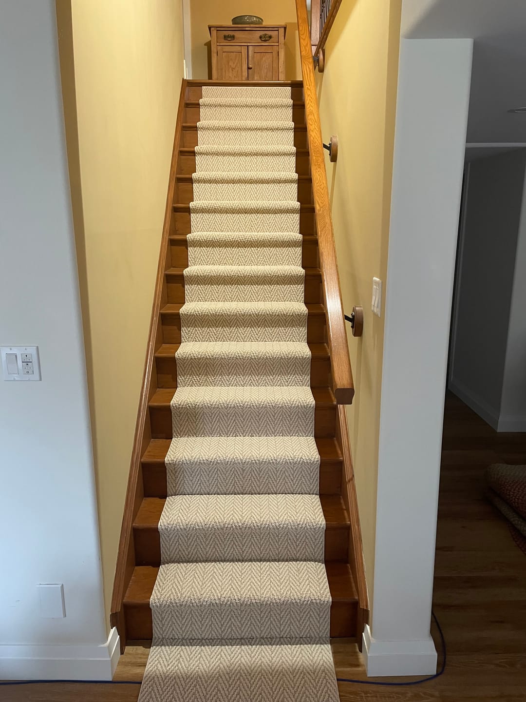 Customer photo review of Anderson Tuftex Boutique Herringbone Stair Runner