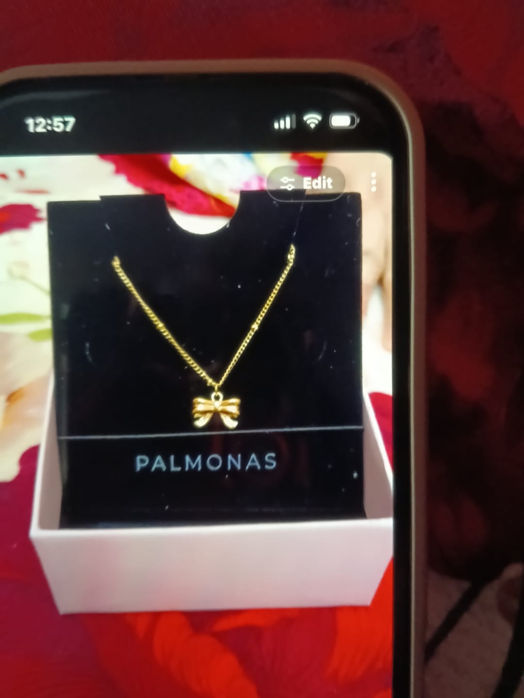 Customer photo review of Bow Pendant Necklace