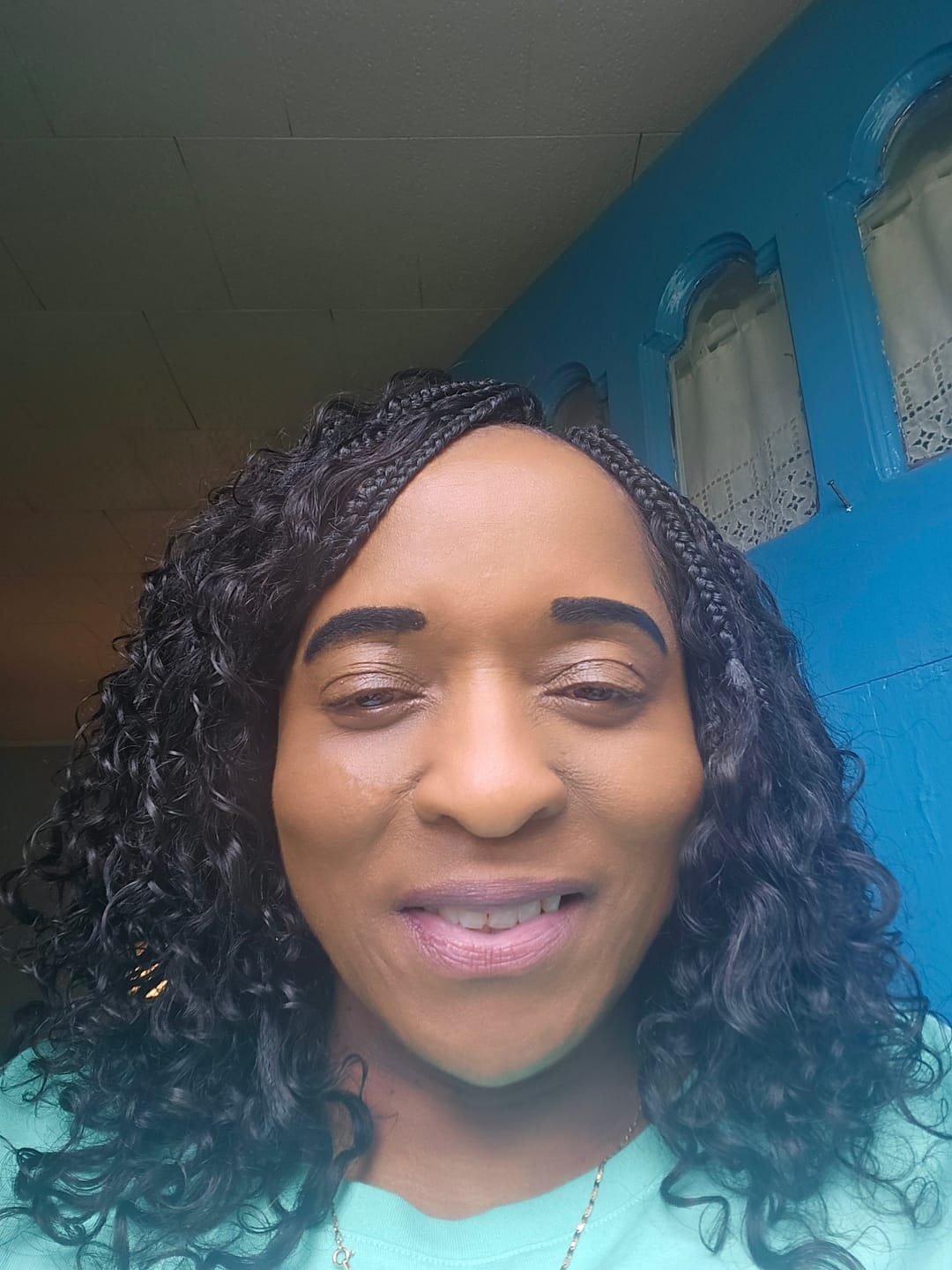 Customer photo review of Crochet Boho Box Braids with Human Hair Curls
