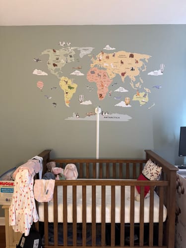 Customer photo review of World Map with Capitals Wall Decal