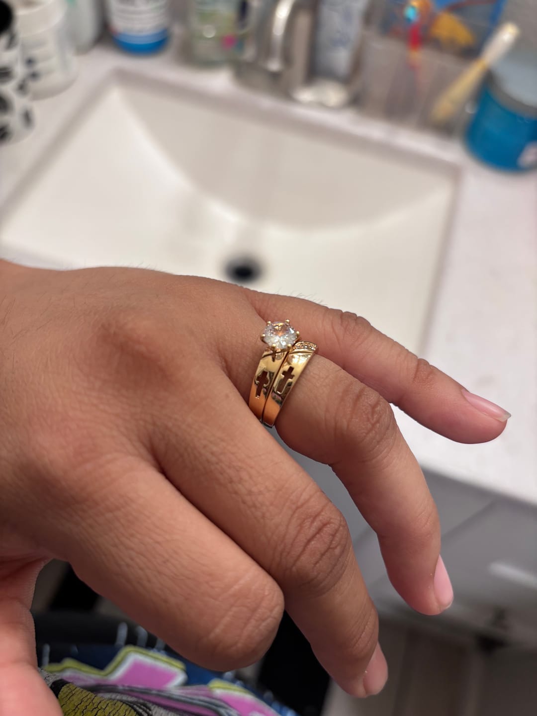 Customer photo review of FREE Today: Stackable Cross Band Ring Set: Timeless Symbol of Faith & Eternal Light