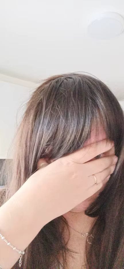 Customer photo review of Remy Clip-In Pony / Fringe