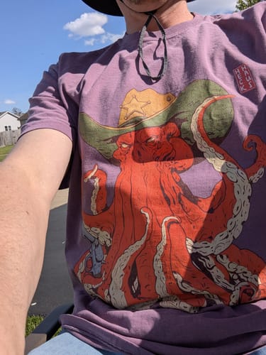 Customer photo review of Sheriff Octopus Comfort Colors T-Shirt