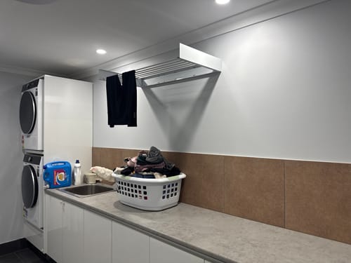 Customer photo review of Wall Mounted Drying Rack - Foldable Indoor and Outdoor Drying Rack