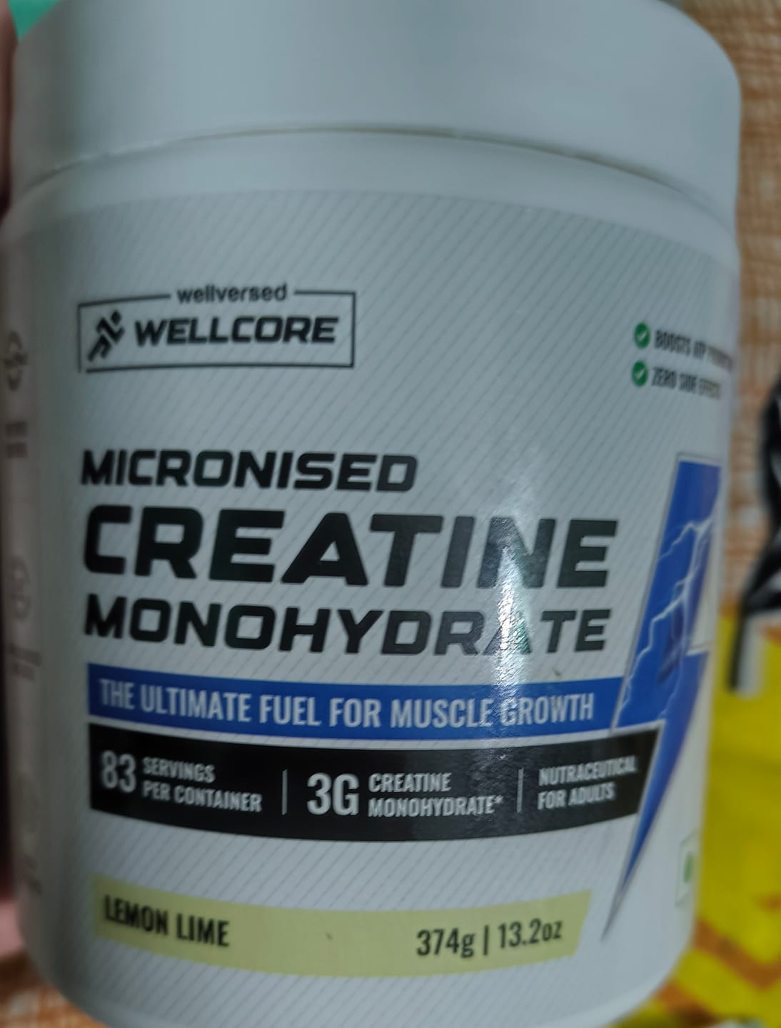 Customer photo review of Wellcore - Pure Micronised Creatine Monohydrate | Lemon Lime (374g, 83 servings)