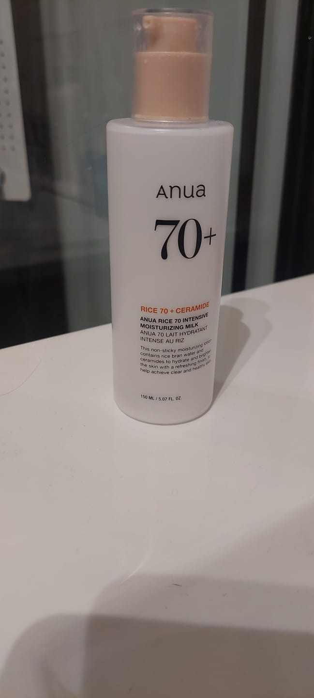 Customer photo review of Pieniņš spīduma piešķiršanai ādai ar rīsiem Anua Rice 70 Intensive Moisturizing Milk