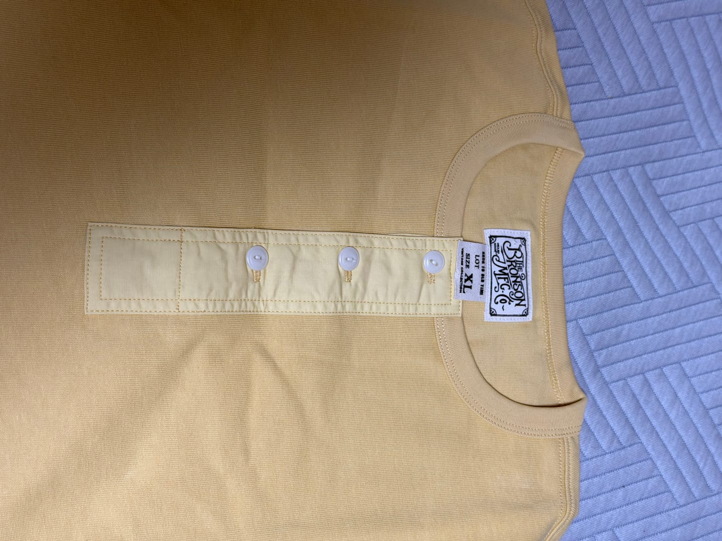 Customer photo review of Vintage Short Sleeve Henley T-Shirt - Yellow
