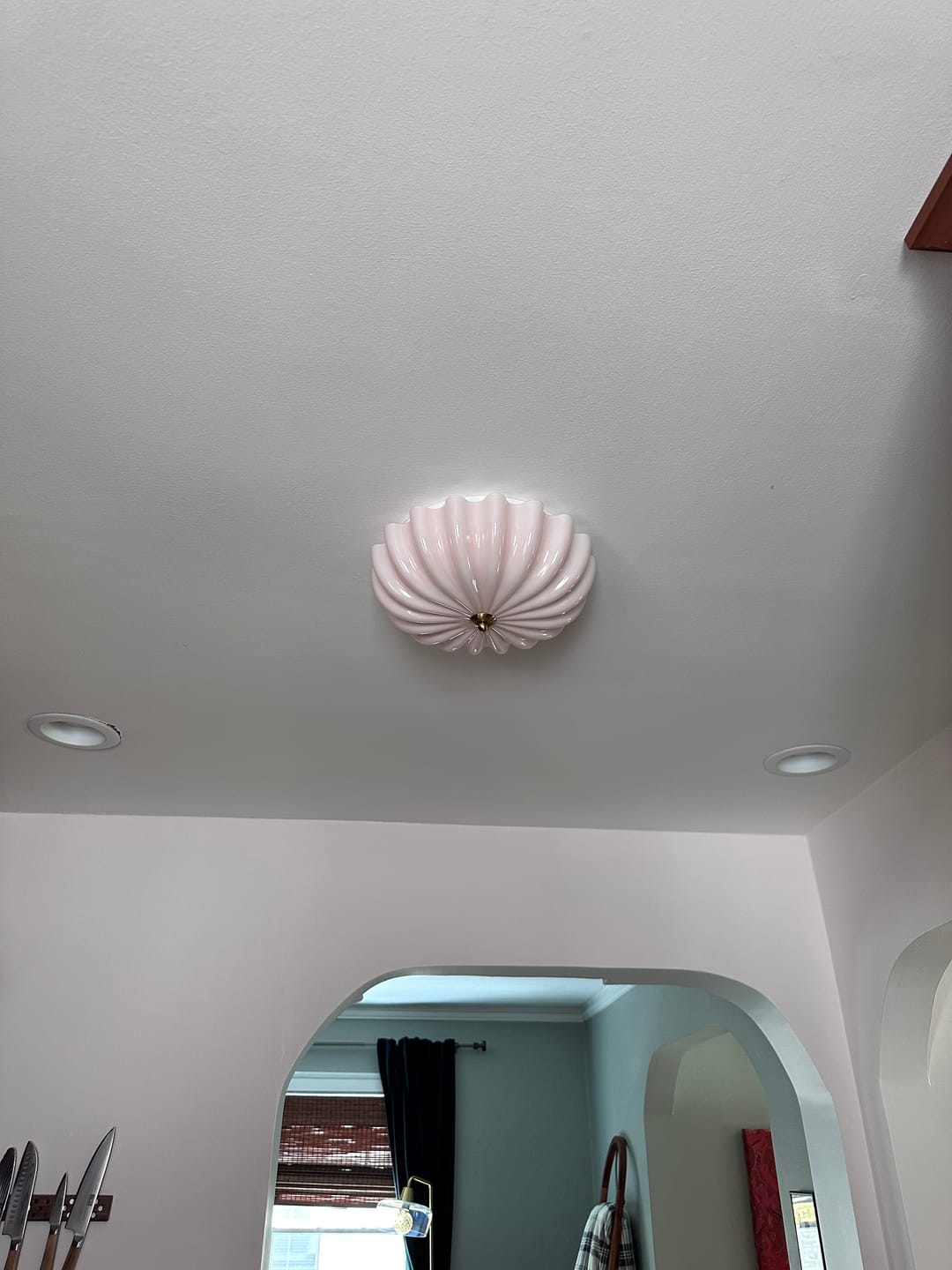 Customer photo review of Art Deco Pleated Flower Shine Glass Semi Flush Mount