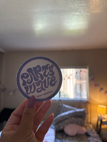 Customer photo review of Party Wave Logo Sticker
