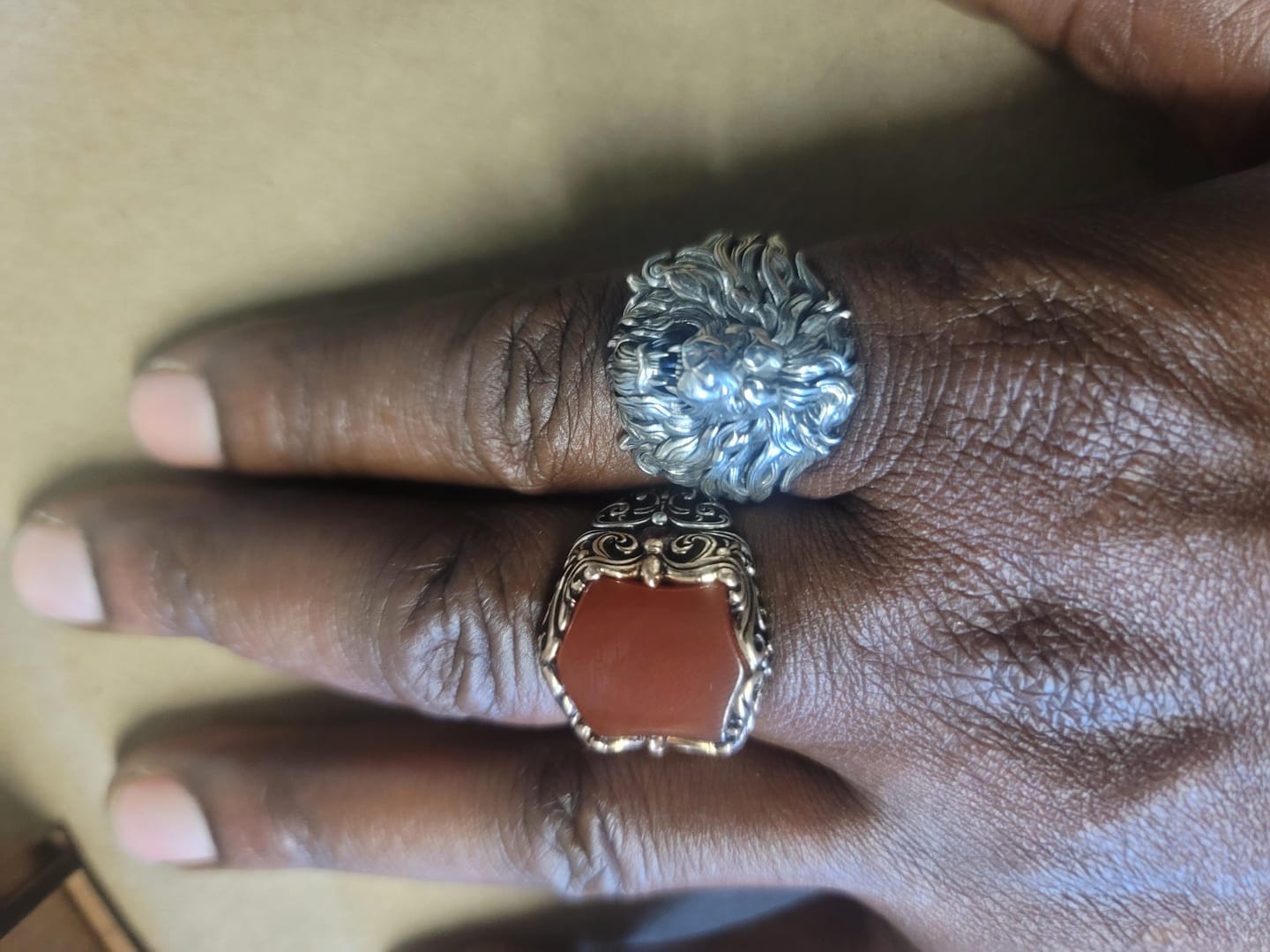 Customer photo review of Lion Head Ring