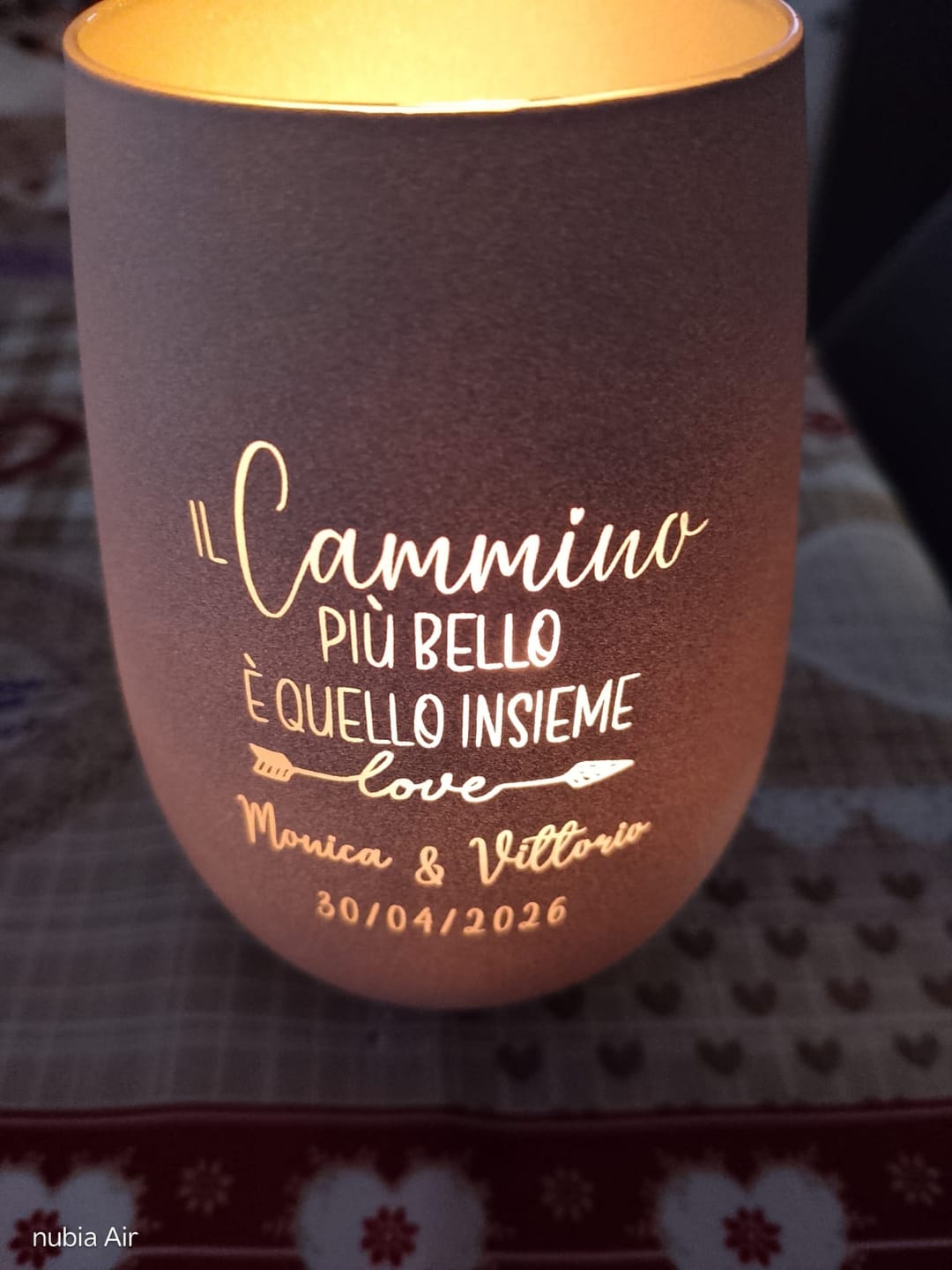 Customer photo review of Cammino Insieme – Lanterna personalizzata per coppie