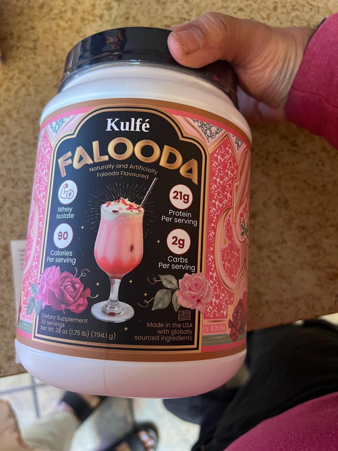 Customer photo review of Falooda Whey Protein Powder