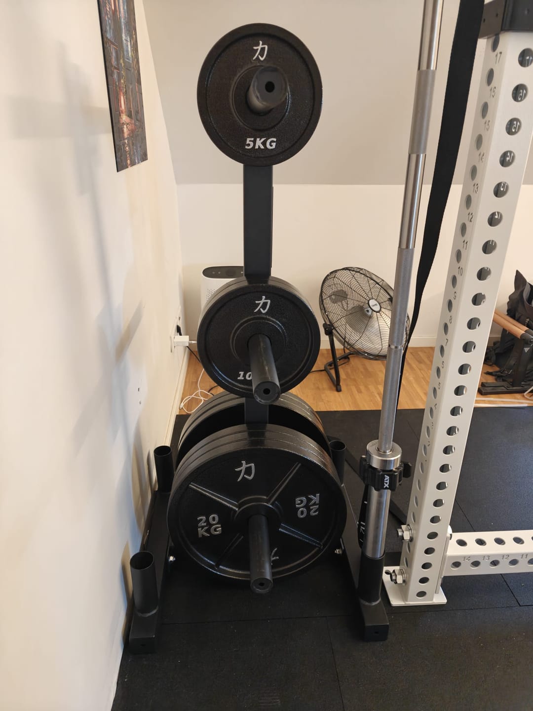 Customer photo review of Bumper Plate Tree - 4 Bar Holders