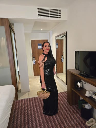 Customer photo review of Nazz Collection Black Senseless Sequin Maxi Dress