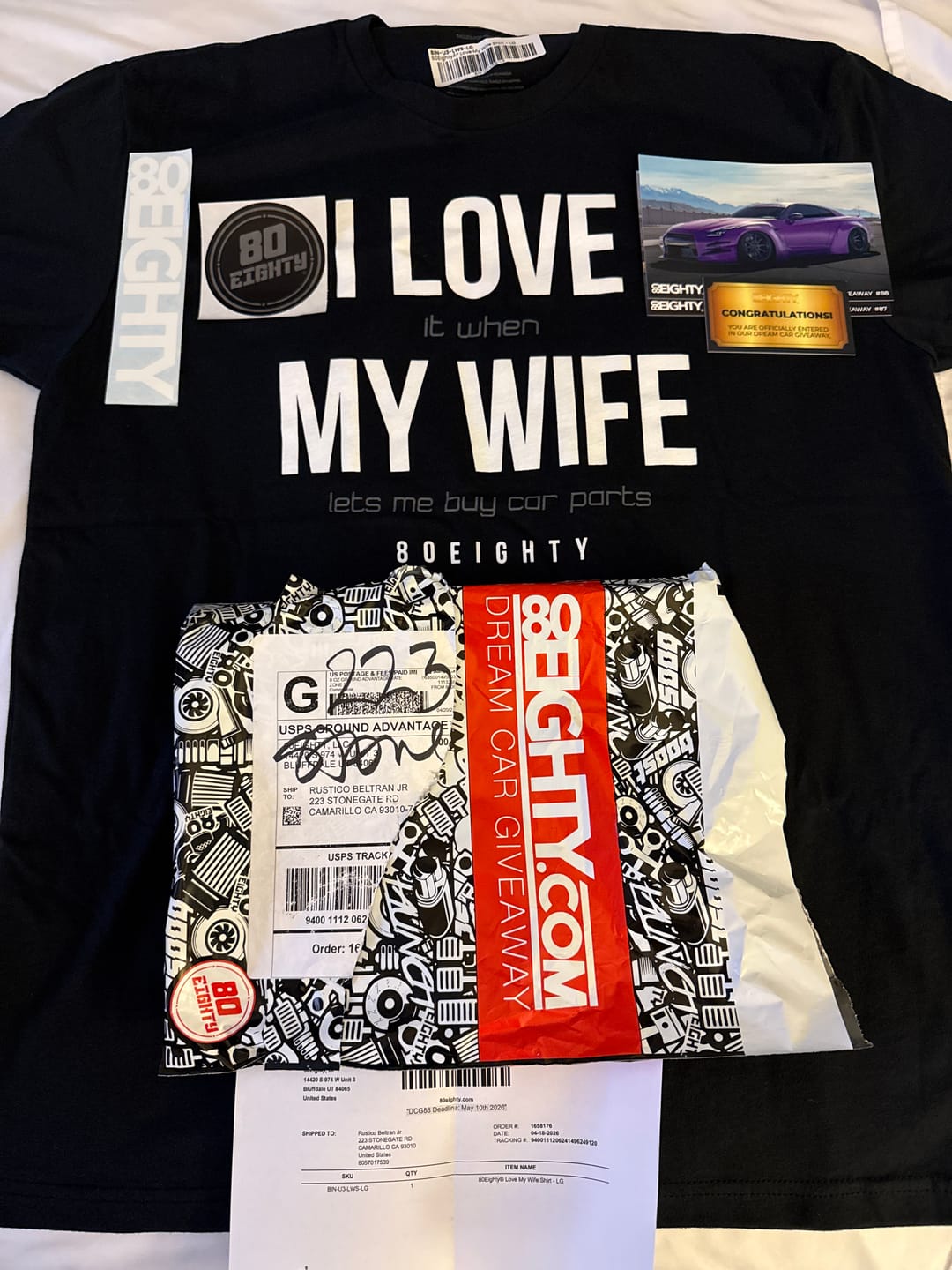 Customer photo review of 80Eighty® Love My Wife Shirt