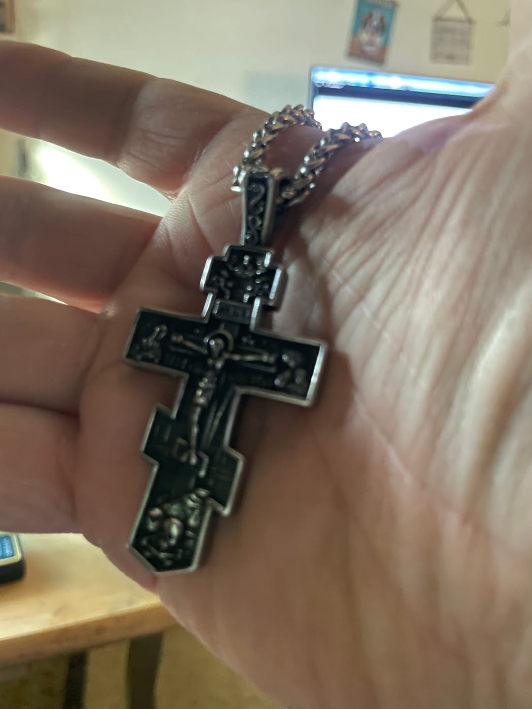 Customer photo review of FREE Today: Titanium Orthodox Jesus Crucifix Necklace Protection Jewelry